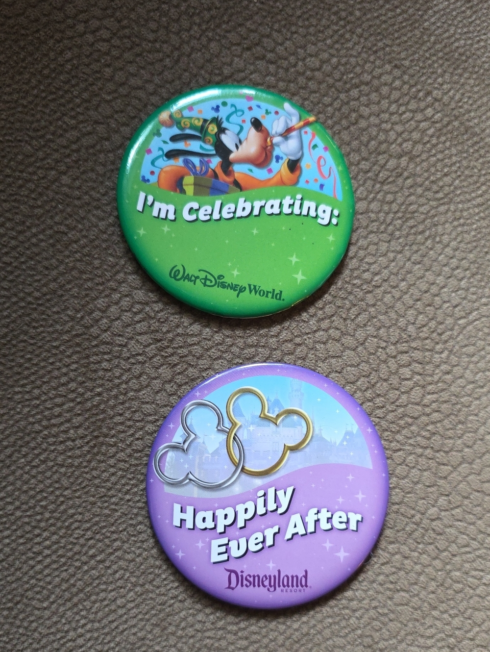 Disney Celebration Pins- Set Of 2 "Happily ever after" and "I'm celebrating:"